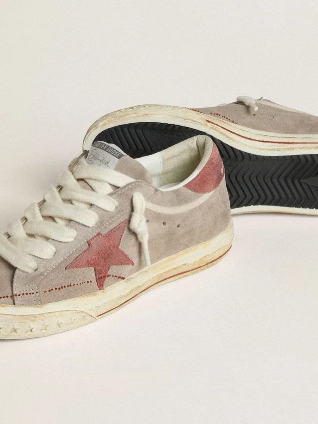 Women's Super-Star LTD in gray suede with red waxed suede star and heel tab