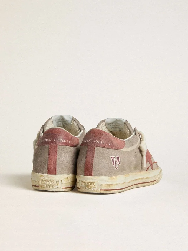 Women's Super-Star LTD in gray suede with red waxed suede star and heel tab