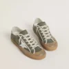 Women’s Super-Star LTD in green canvas with white leather star