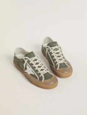 Women’s Super-Star LTD in green canvas with white leather star