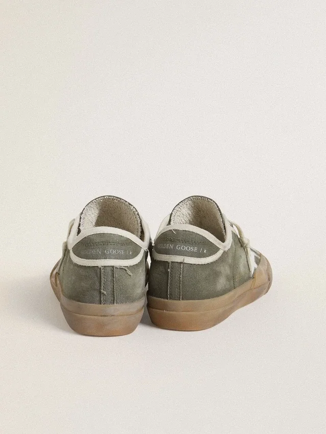 Women’s Super-Star LTD in green canvas with white leather star