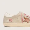 Women’s Super-Star LTD in pearl suede with brick-red star and embroidery