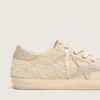 Women's Super-Star LTD in pearl suede with gold star and bead embroidery