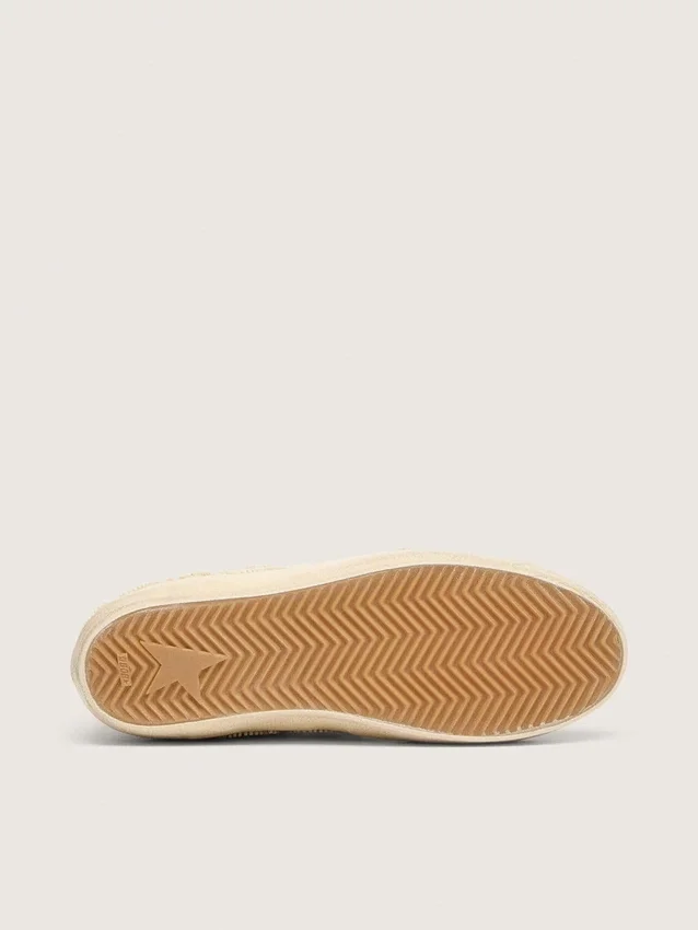 Women's Super-Star LTD in pearl suede with gold star and bead embroidery