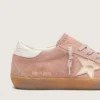 Women’s Super-Star LTD in pink suede with platinum metallic leather star