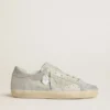Women's Super-Star LTD in platinum suede and Swarovski crystals with platinum suede star