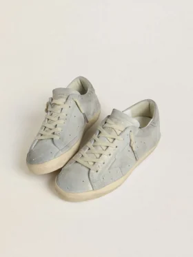 Women’s Super-Star LTD in platinum suede and Swarovski crystals with platinum suede star