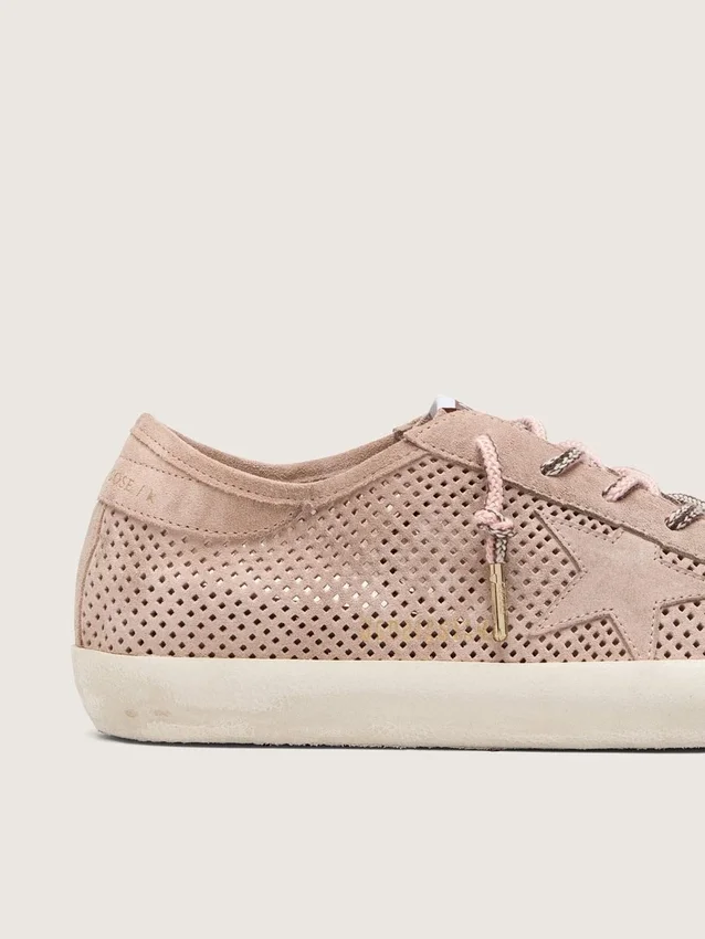 Women’s Super-Star LTD in powder-pink perforated suede with tone-on-tone star