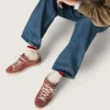 Women's Super-Star LTD in red suede with silver glitter star and laminated leather heel tab