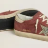 Women's Super-Star LTD in red suede with silver glitter star and laminated leather heel tab