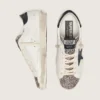 Women's Super-Star LTD in white leather with black star and pony skin details
