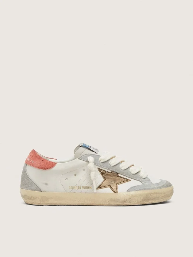 Women's Super-Star LTD in white leather with metallic bronze star