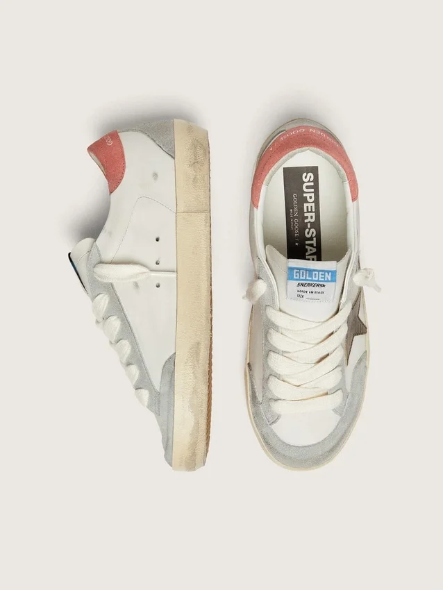 Women's Super-Star LTD in white leather with metallic bronze star