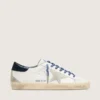 Men's Super-Star LTD in white leather with suede star and blue leather heel tab