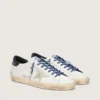 Men's Super-Star LTD in white leather with suede star and blue leather heel tab