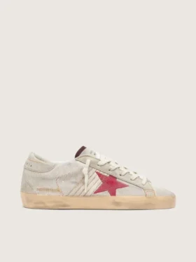 Women’s Super-Star LTD in white pony skin with red suede star