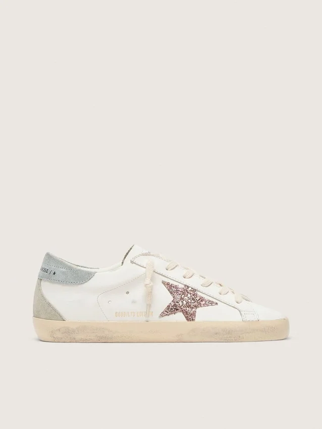 Women's Super-Star LTD with multicolor glitter star and suede heel tab