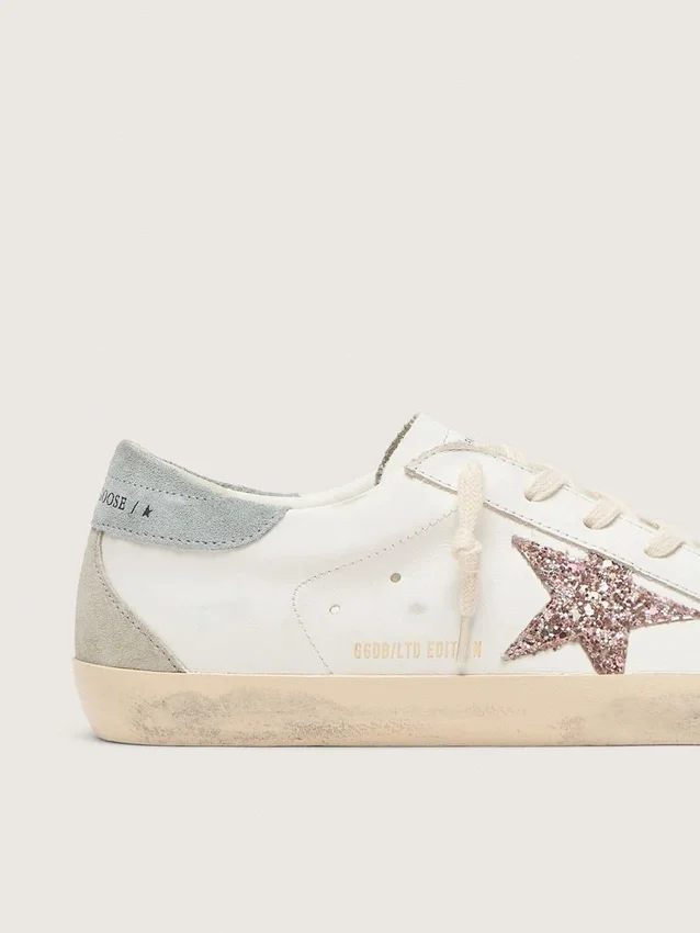 Women's Super-Star LTD with multicolor glitter star and suede heel tab