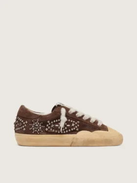 Men's Super-Star Penstar in brown suede with studs