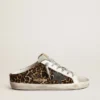 Women's Super-Star Sabot in leopard print pony skin with black star