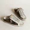 Women's Super-Star Sabot in leopard print pony skin with black star