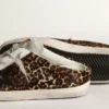 Women's Super-Star Sabot in leopard print pony skin with black star