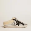 Women's Super-Star Sabot in silver laminated leather with black star