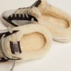 Women's Super-Star Sabot in silver laminated leather with black star