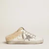Women's Super-Star Sabot in white leather and shearling lining