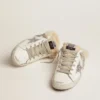 Women's Super-Star Sabot in white leather and shearling lining