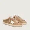 Women's Super-Star Sabots in tobacco suede with white leather star