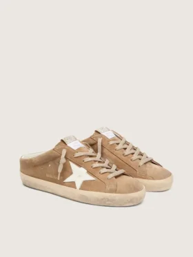 Women’s Super-Star Sabots in tobacco suede with white leather star