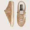 Women's Super-Star Sabots in tobacco suede with white leather star