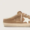 Women's Super-Star Sabots in tobacco suede with white leather star