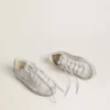 Women's Super-Star Ski in light gray nylon with metallic leather star and heel tab