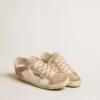 Women’s Super-Star sneakers in pink suede with silver metallic leather star