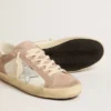 Women’s Super-Star sneakers in pink suede with silver metallic leather star