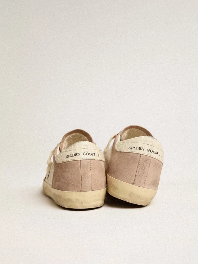 Women’s Super-Star sneakers in pink suede with silver metallic leather star