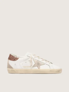 Women's Super-Star with a suede star and peach-pink glitter heel tab