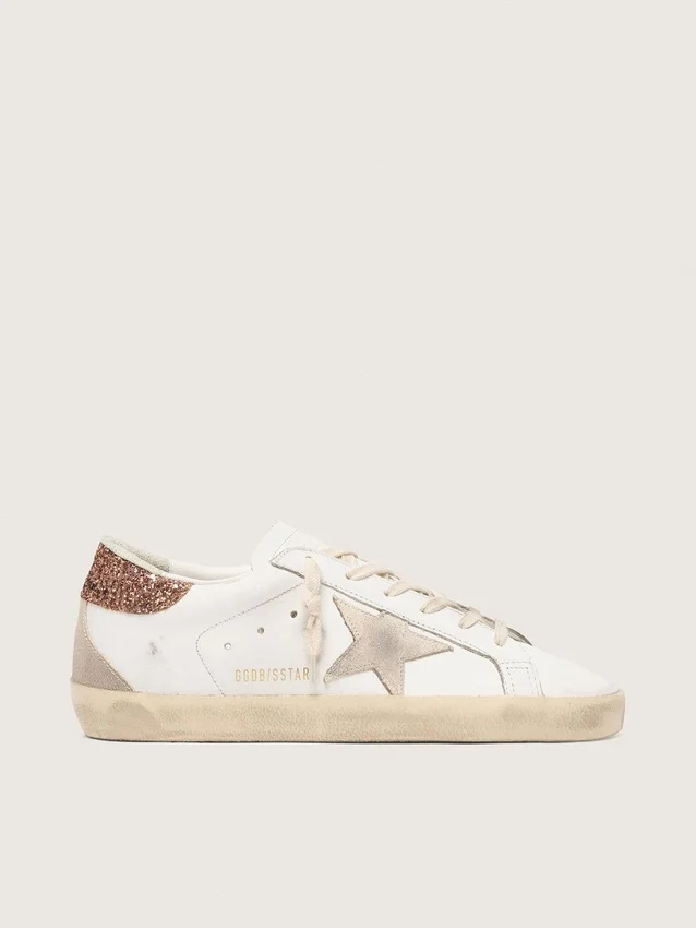 Women's Super-Star with a suede star and peach-pink glitter heel tab