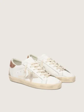 Women’s Super-Star with a suede star and peach-pink glitter heel tab