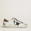 Women's Super-Star with black glitter star and leopard-print pony skin heel tab