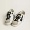 Women's Super-Star with black glitter star and leopard-print pony skin heel tab