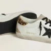 Women's Super-Star with black glitter star and leopard-print pony skin heel tab