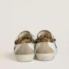 Women's Super-Star with black glitter star and leopard-print pony skin heel tab