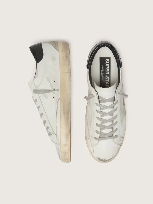 Women's Super-Star with black heel tab and metal stud lettering