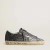 Women's Super Star with glitter upper and silver metallic leather star