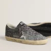 Women's Super Star with glitter upper and silver metallic leather star