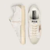 Women's Super-Star with gold glitter star and ice-gray suede inserts