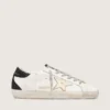 Women's Super-Star with gold star and black glitter heel tab